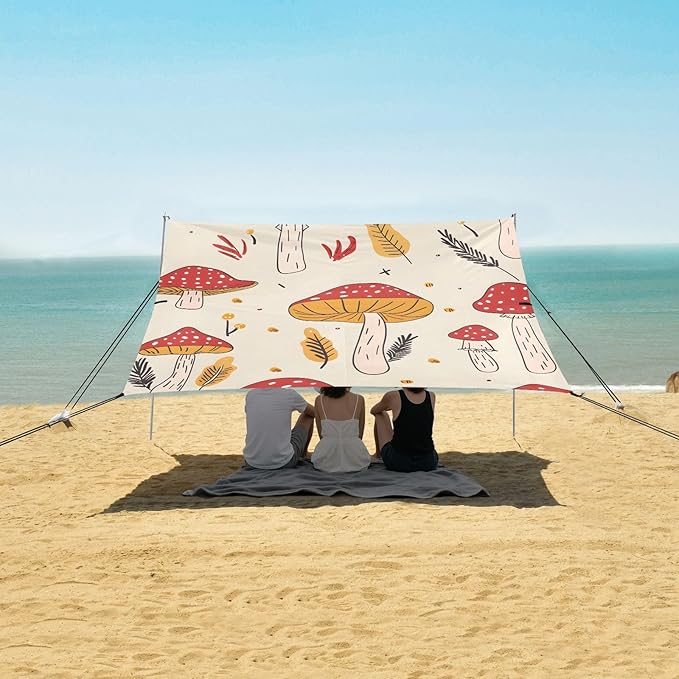 Mushroomcore Cottagecore Magic Fairycore Camping Sun Shelter Beach Tent Portable Beach Sun Shade Outdoor Canopy for Camping Trips Fishing Picnic