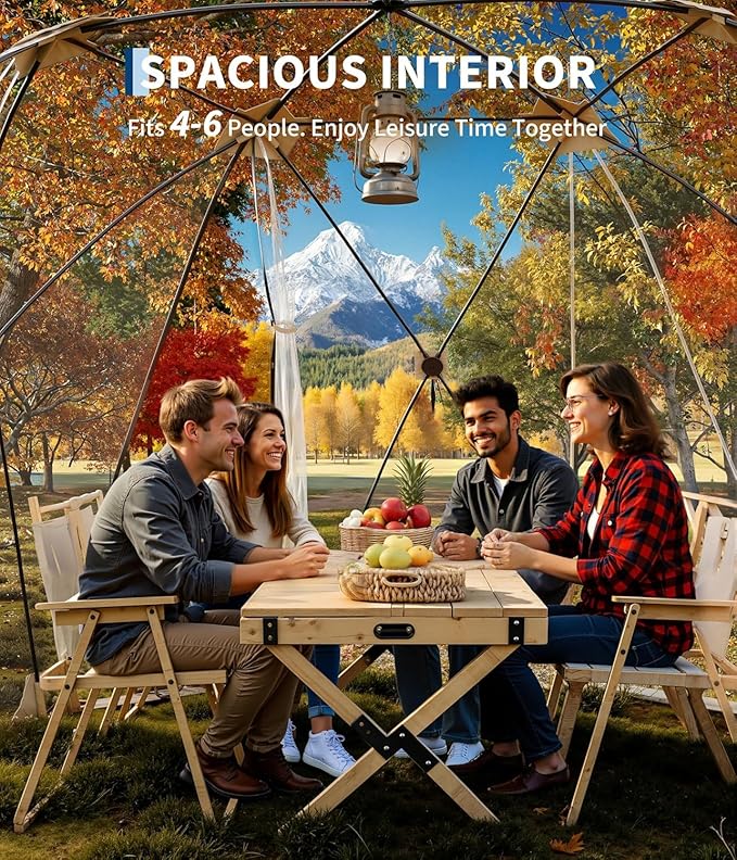 Pop Up Bubble Tent for 4-8 Persons – 10x10 ft All-Weather Transparent Dome Igloo – Rainproof Windproof Shelter for Camping Patio Sports Garden – Portable Sun Shelter (10 * 10)