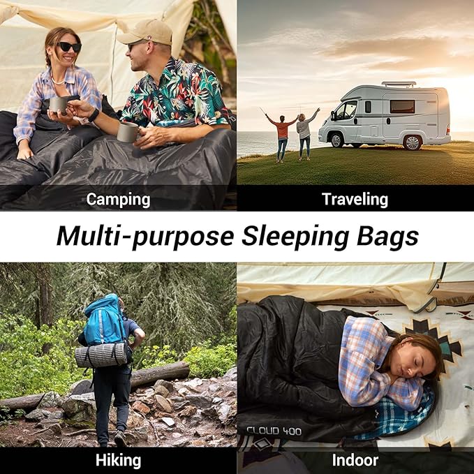 KingCamp Sleeping Bag for Adults Cold Weather &amp Warm XL Big and Tall Flannel Sleeping Bags with Compression Sack Portable Waterproof Essentials Gear Accessories for Outdoor Camping