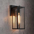 LALUZ Black Outdoor Wall Lights Modern Farmhouse Outdoor Light Fixture Wall Mount with Clear Glass Waterproof Rectangular Exterior Outdoor Sconce Wall Lantern Lights for House Porch Patio Garage