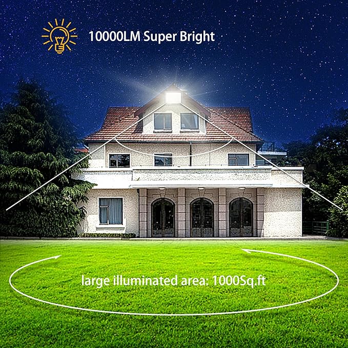 80W LED FloodLights Outdoor 2 Pack 10000LM 3CCT 3000K 4500K 6000K Selectable IP66 Waterproof Outdoor Security Flood Light for Yard Garden Garage