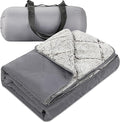 Tranqun Large Outdoor Blanket 78'' x 55'' Quilted Windproof Waterproof Gray Fleece Sandproof Stadium Foldable Warm Blanket for Camping Picnic Sporting Events Cold Weather