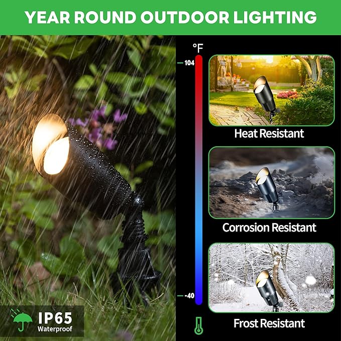Low Voltage Spotlight Black LED Landscape Lighting Outdoor 12V Waterproof Aluminum Uplight for Tree Yard Garden with 5W MR16 Bulb 4000K 4 Pack