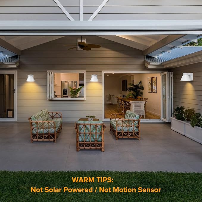 UME 2 Pack LED Outdoor Wall Light Fixtures Dusk to Dawn Outdoor Wall Lantern Exterior Waterproof Wall Sconce Light Fixtures White Front Porch Lights Wall Mount Lighting