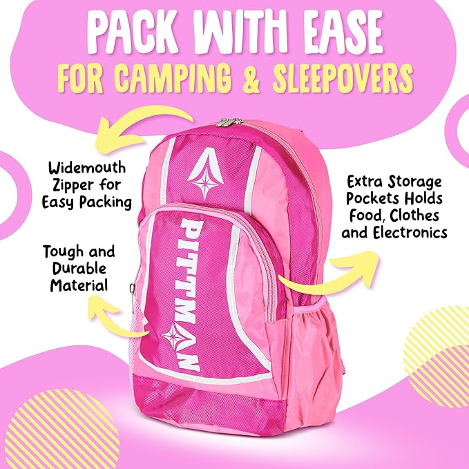 Pittman - Kids Air Mattress - Deluxe Kids Inflatable Bed with Electric Pump &amp Durable Backpack - Perfect Teen to Toddler Blow up Mattress for Sleepovers Camping or Childs Travel Bed