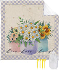 Beach Blanket Daisy Rustic Floral Live Love Laugh Farmhouse Purple Plaid Beach Mat 118x108 Large Picnic BlanketSandproof Waterproof Outdoor Beach Blankets for Travel Camping Hiking Beach Vacation