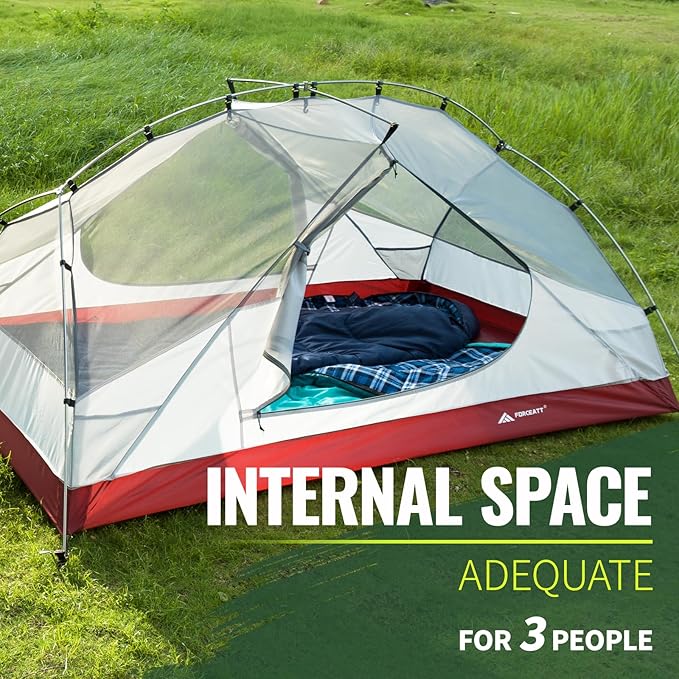 Forceatt Tent for 2 and 3 Person is Waterproof and Windproof Camping Tent for 3 to 4 SeasonsLightweight Aluminum Pole Backpacking Tent Can be Set Up QuicklyGreat for Hiking