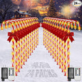 Christmas Candy Cane Pathway Lights 24PCS 240 LED Christmas Lights Outdoor Decorations with Red Bow Waterproof 8 Modes Timer Remote Walkway for Xmas Home Yard Lawn Patio Decor