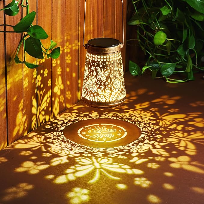 4 Pack Solar Lanterns Outdoor Waterproof Birthday Gifts for Women Mom Grandma Hollowed-Out Metal Butterfly Hanging Solar Lantern Lights Outdoor Decor 2 Modes Lights Decor for Yard Patio