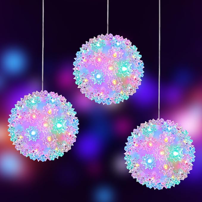 Brightown Outdoor Christmas Decorations-Starlight Sphere Replaceable Bulbs with Add-On Plug Lighted Sphere Balls for Trees Party Wedding Patio Indoor Decorations 5.5in-3pc 50 LED(Multi-Colored)