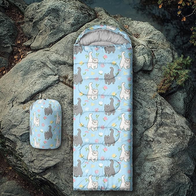Space Astronaut Sleeping Bag for Boys KidsCute Space Rockets Lightweight Portable Compact with Compression SackMoon and Stars Clouds Camping Bag for Backpacking Travelling Outdoor Hiking