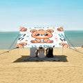 Cute Cartoon Bear with The Word Camping Sun Shelter Beach Tent Portable Beach Sun Shade Outdoor Canopy for Camping Trips Fishing Picnic