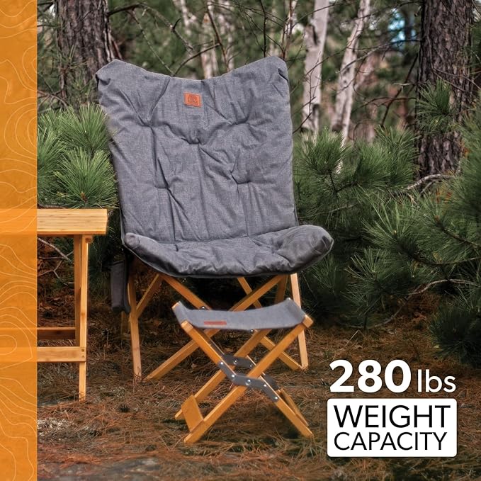Kuma Outdoor Gear Yoho Bamboo Butterfly Chair with Carry Bag Ultimate Portable Luxury Outdoor Chair for Camping Glamping Sports &amp Outdoor Adventures (Heather Grey)