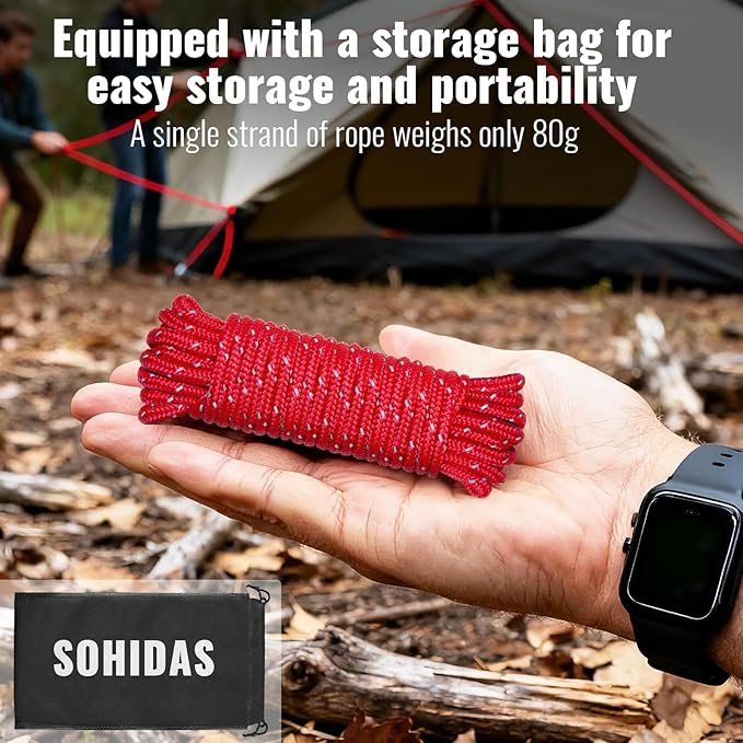 Camping Rope Reflective Tent Rope Guyline with Ratchet Pulley Tarp Tie Down Ropes for Tent Tarp Canopy Shelter Camping 13ft Adjustable Guy Line for Canopy Tent 6 Pack Guy Lines Tents Cords