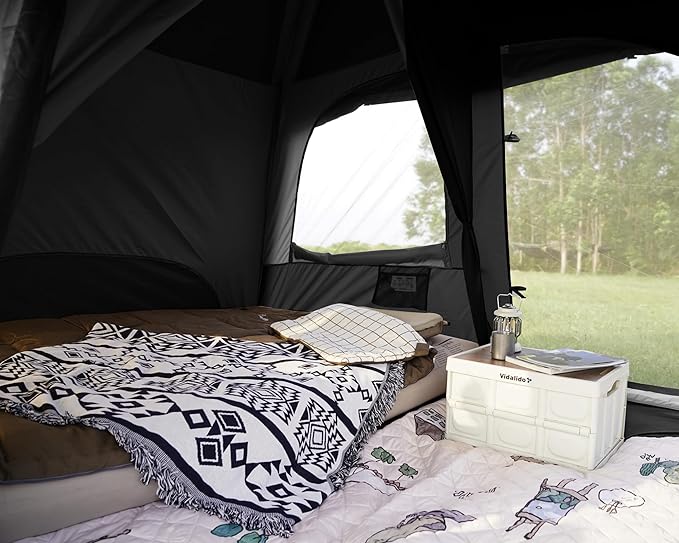 Vidalido 4-6 Person Camping Tent with 3 Door 2 Room Large Family Cabin Tents Double Layer Waterproof Portable Glamping Tent Big Tents for Outdoor Camping Hiking and Backpacking