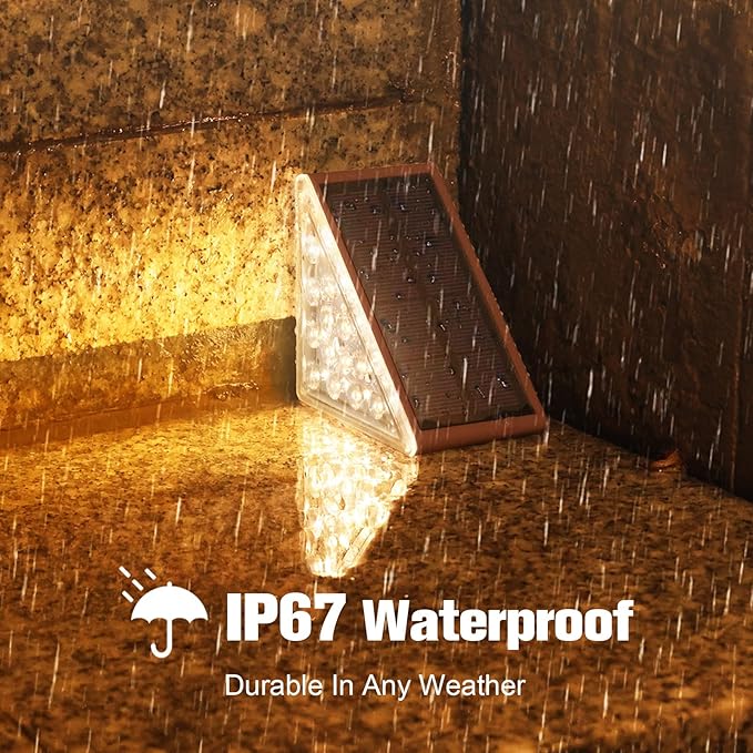 VOLISUN Solar Step Lights Outdoor Waterproof LED Outdoor Stair Lights Solar Step Light for Outside Deck Light Decor for StairFront Porch and Patio(Brown6 Pack)