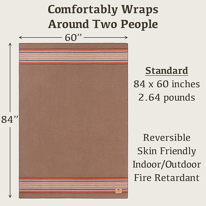 Chubbuck 100% Wool Blanket Camping (60 x 84) - Large Warm Blanket for Camping Emergency Outdoor Concerts and Home Use - Fire Retardant Soft and Warm Blankets for Winter (Forest)