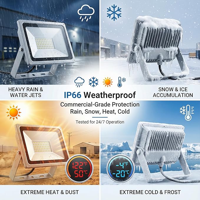 XXBSAZ LED Flood Light Outdoor High Power Commercial Work Light IP66 Waterproof Daylight Super Bright Security Stadium Lights for Parking Lots Warehouses Yard (2 150 Watts)