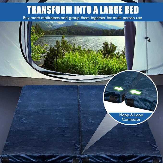 Giantex 72 Memory Foam Camping Mattress Foldable Floor Guest Bed for Sleepover Portable Camping Sleeping Mat with Waterproof Cover &amp Travel Bag Roll Up Mattress Sleeping Pad for Backpacking C