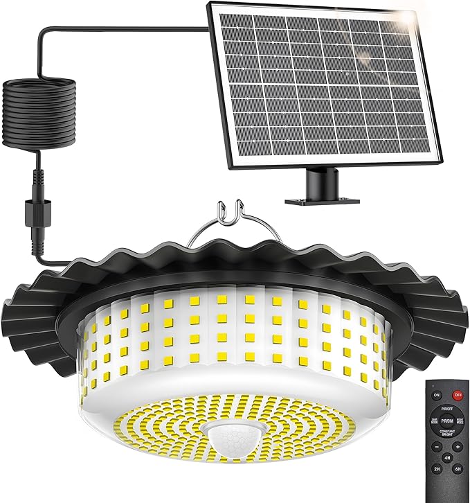 Solar Lights Outdoor Waterproof396 LED Solar Shed Light Indoor Outdoor with Remote ControlTimer Solar Pendant Light 5 ModesSolar Powered Barn Lights for Chicken CoopGazeboGarageShop