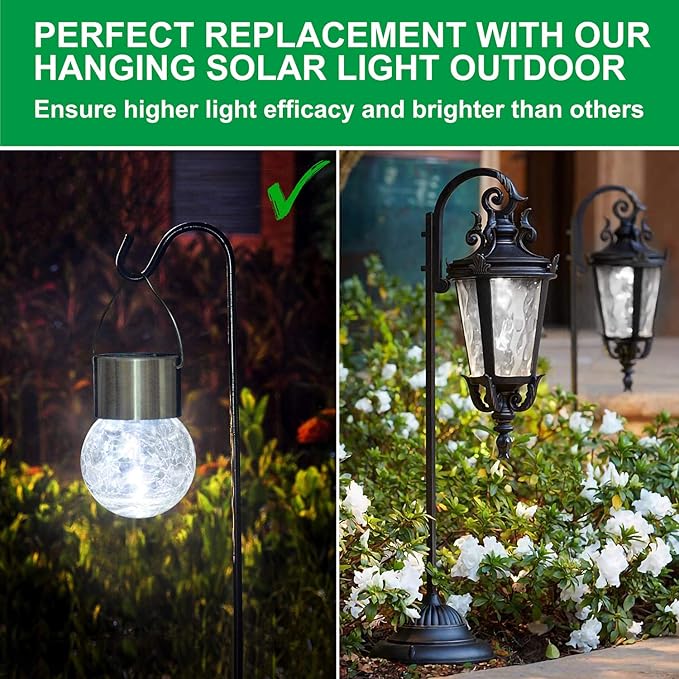 MAXvolador 12-Pack Hanging Solar Lights Decorative Cracked Glass Ball Light Solar Powered Waterproof Globe Lighting for Garden Tree(Cool White)