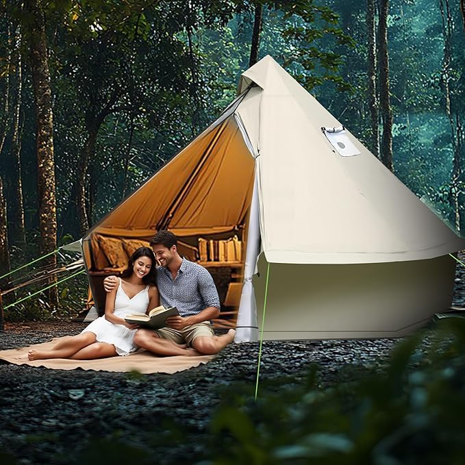 Yurt Tent 118 x 118 x 79 in 4-Season Camping Tent with Stove Jack 2-3 Person Oxford Tents Waterproof Bell Tent and Windproof Easy SetupTraveling Hiking Picnic