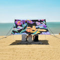 ALAZA Rainbow Iris Flower Butterfly Beach Tent Sun Shelter UPF50+ Protection Beach Shade Canopy w/ 4 Sandbags for Outdoor Camping Fishing Backyard Fun Picnic 10x9 ft
