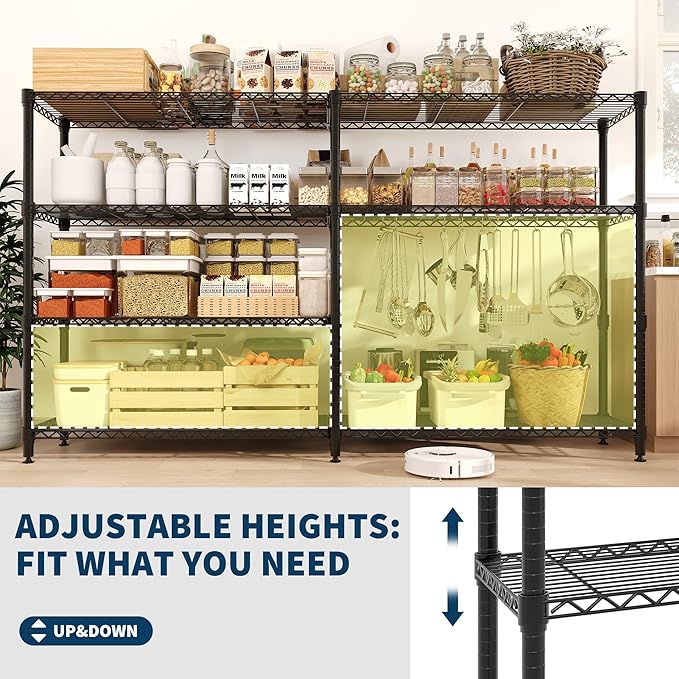 4-Tier Metal Wire Storage Rack for Food Service - Adjustable Industrial Shelving 1060 lbs Capacity Commercial Kitchen Pantry Garage 71 W x 15.7 D x 59.5 H - 4 Floors Width 40
