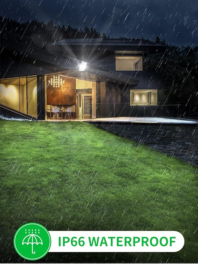 Viugreum 300W LED Flood Light 24000LM Super Bright Outdoor Work Stadium Lights 6000K Daylight White 1500W Halogen Equivalent IP66 Waterproof Security Floodlight for Garage Garden Lawn Yard