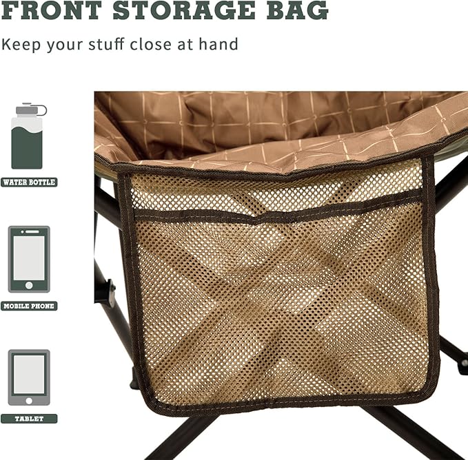 SUNNYFEEL Oversized Camping Chair Heavy Duty Folding Moon Chair Large Sofa Chair for Adults 500 LBS Portable Camp Lawn Chair with Storage Bag for Beach Trip Lawn Outdoor Camp for Adults &amp Carry