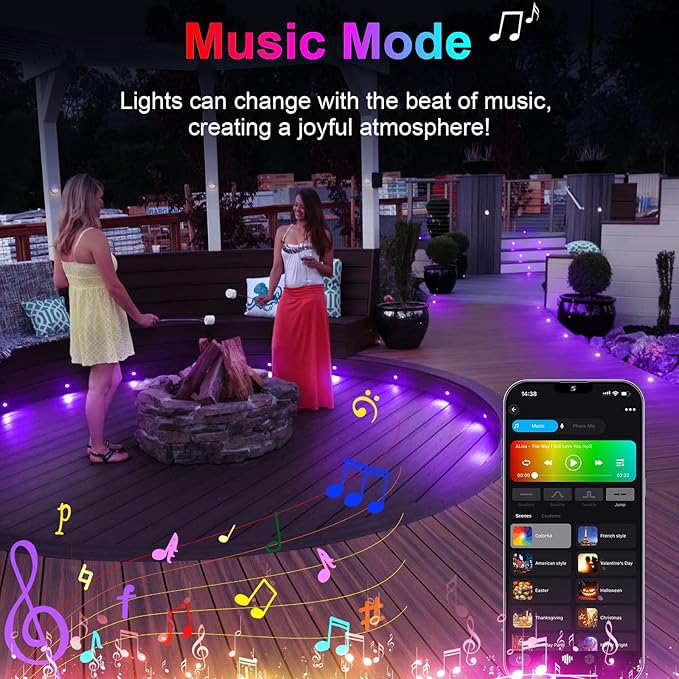 Low Voltage LED Deck Lights 30 Pack 1.22 Smart WiFi RGBW 3000K Recessed Step &amp Stair Lighting Kit IP67 Waterproof Outdoor for Deck Walkway &amp Landscape Compatible with Alexa &amp Google A