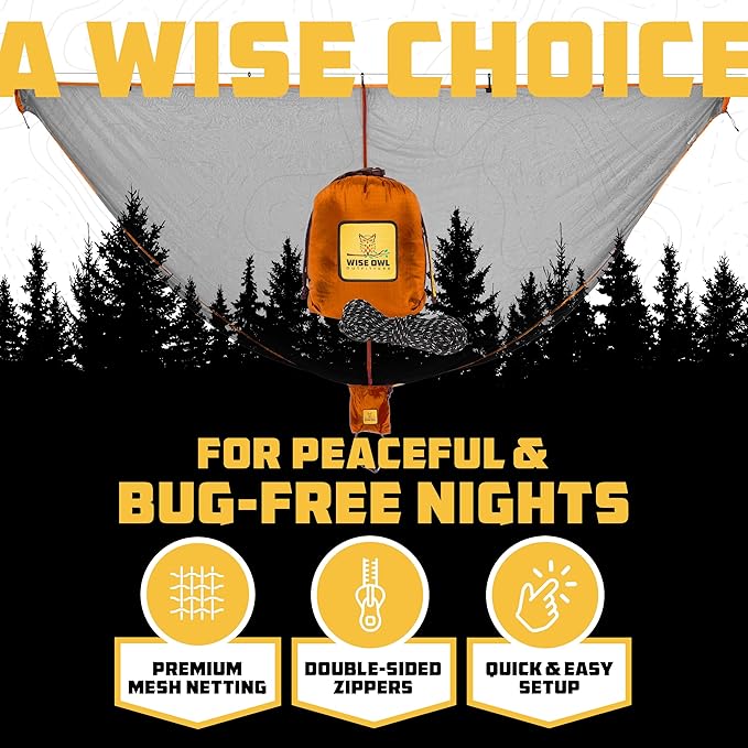 Wise Owl Outfitters Hammock Bug Net – Mosquito Net for Hammock Lightweight Bug Netting for Camping Hiking Backpacking Forest &amp Outdoor Use
