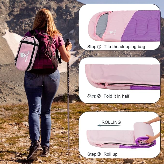 GEERTOP Backpacking Sleeping Bag for Camping Lightweight Sleeping Bags for Adults Kids Summer Warm Cold Weather Hiking Travel