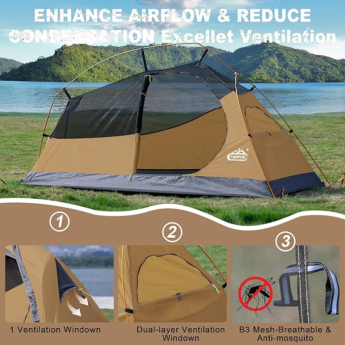 1 Person Backpacking Tent Waterproof Windproof Single Person Tent Lighweight Compact One Person Tent for Camping Hiking
