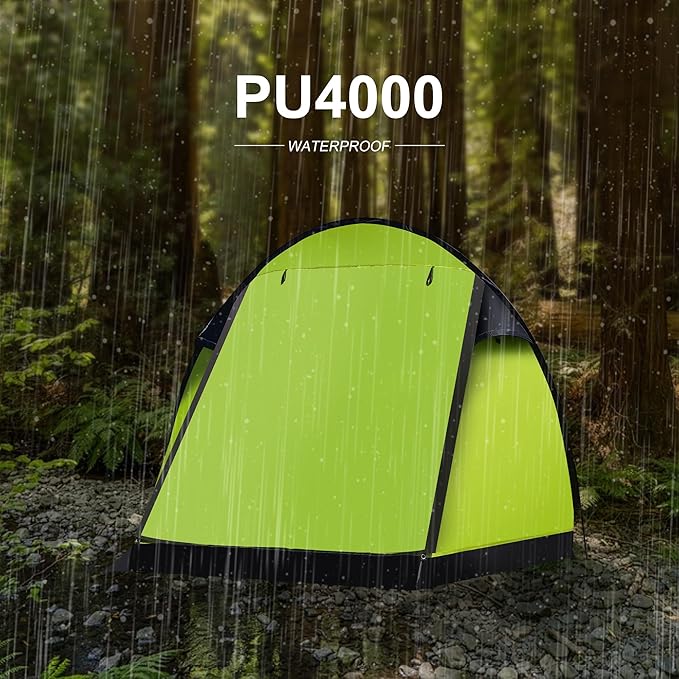 Revolutionary Single-Pole Ultra-Light 4-Person Tent: Double Door Ventilation Spacious Layout &amp Economic Camping Solution Without Awning Poles