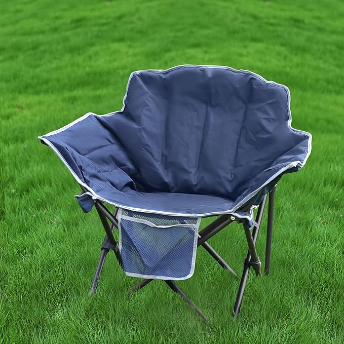 SUNNYFEEL Oversized Camping Chair Heavy Duty Folding Moon Chair Large Sofa Chair for Adults 500 LBS Portable Camp Lawn Chair with Storage Bag for Beach Trip Lawn Outdoor Camp for Adults &amp Carry