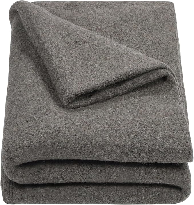 REDCAMP Wool Blanket Warm and Thick Wool Camping Blanket- Great for Outdoors Stadium Blanket Picnics Travel and Car Machine Washable 86x 63 Grey