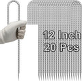 VVOKGO Rebar-Stakes-12-Inch J Hook Galvanized Tent Stakes Heavy Duty 20-Pack Ground Chain Link Fence Anchors with Chisel Point End for Bounce House Camping Tents Outdoor Inflatables Decorations