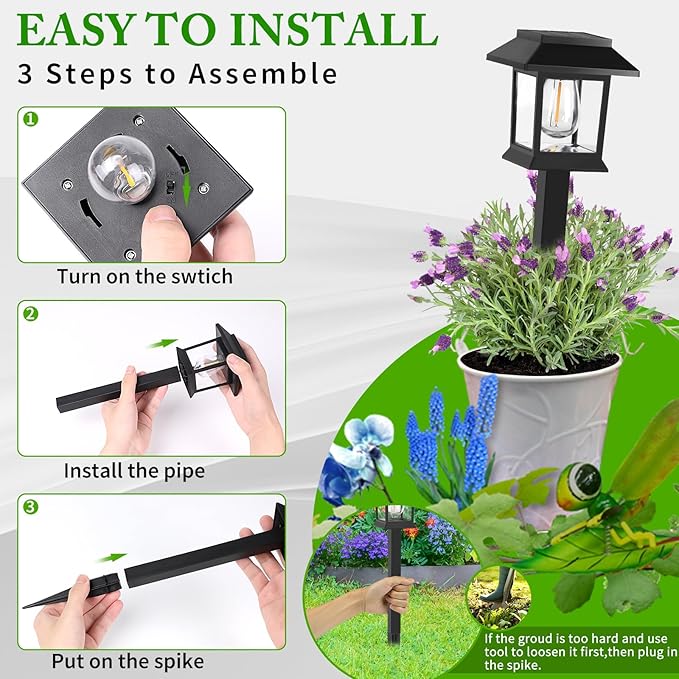 Greluna Solar Lights Outdoor12 Pack 6000K Waterproof Auto On/Off Solar Pathway Lights for Your Garden Landscape Path Yard Patio DrivewayWalkway Decor