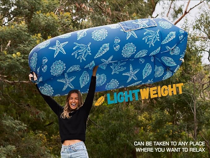 WEKAPO Inflatable Couch Air Lounger Chair - Camping &amp Beach Accessories Portable Blow up Sofa for Hiking Lawn Indoor/Outdoor Movies &amp Music Festivals. Lightweight and Easy to Set Up Air Ham