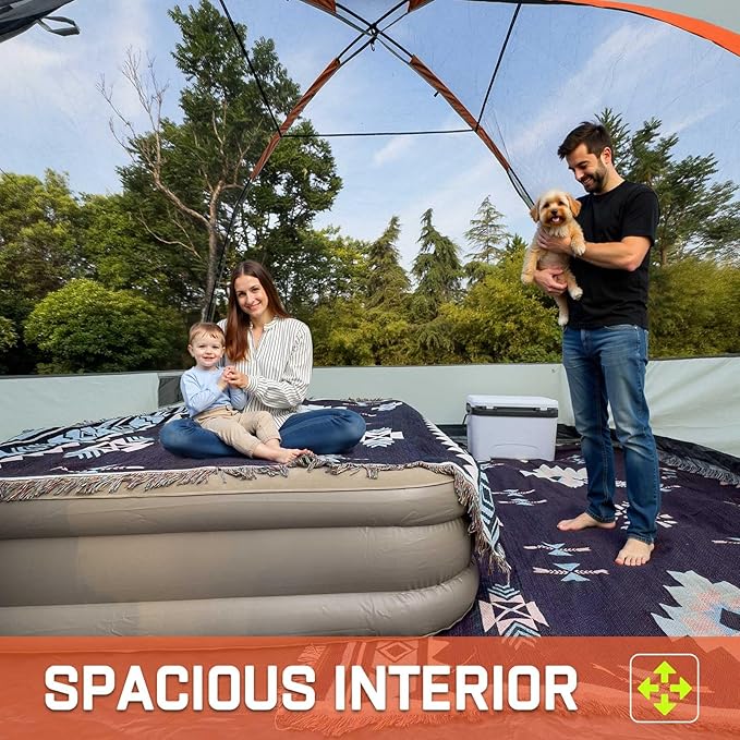 Happy Travel Camping Tent 4/6 Person Dome Tents for Camping with Rainfly Waterproof Clip Easy Setup Portable Family Tent with Mesh Windows 20% More Headroom Backpacking Tents for Camping &amp Hiki