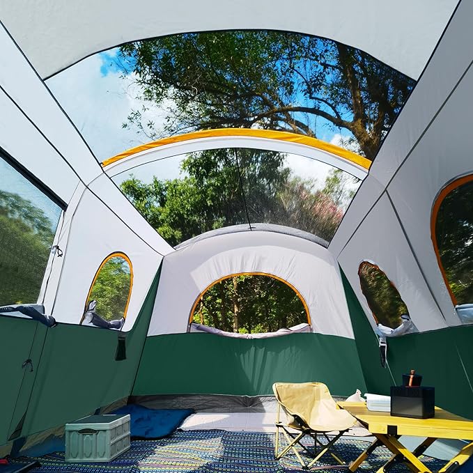 UNP Camping Tent 8 Person Waterproof Big Tunnel Tent with Screen PorchFamily Outdoor Large Tents for Camping 20' x 9' x 80in(H)