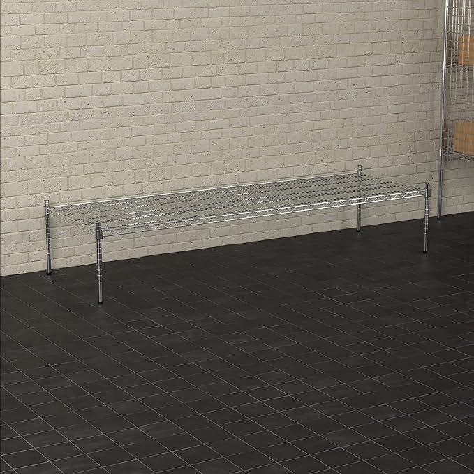 24 x 72 NSF Chrome Wire Stationary Dunnage Storage Rack with 14 Posts Ideal for Commercial Kitchen Home Garage Warehouse Shelters