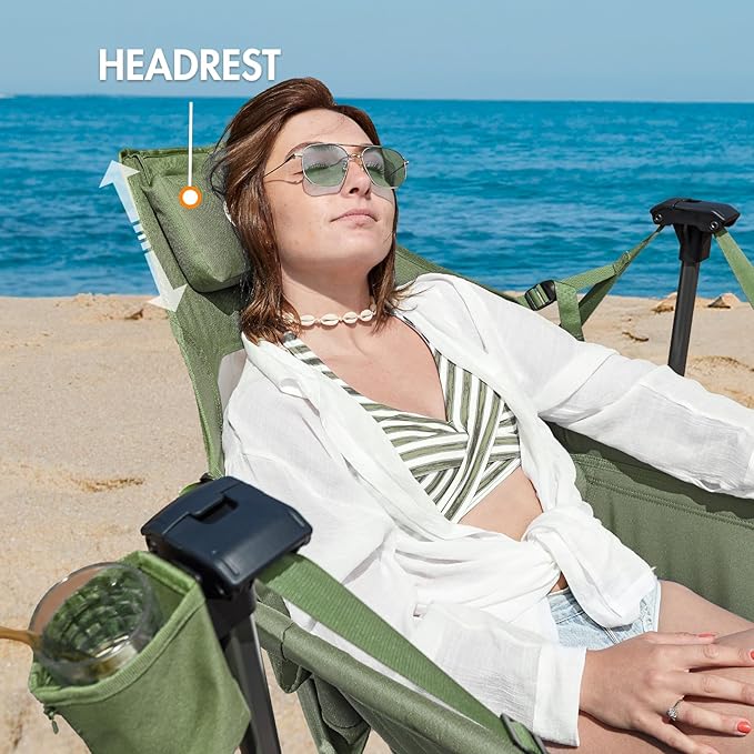 Portal Hammock Camping Chair Portable Outdoor Swinging Chairs with Adjustable Back and Height for Lawn Backyard Patio Supports 400 lbs Breathable Mesh High Back Green