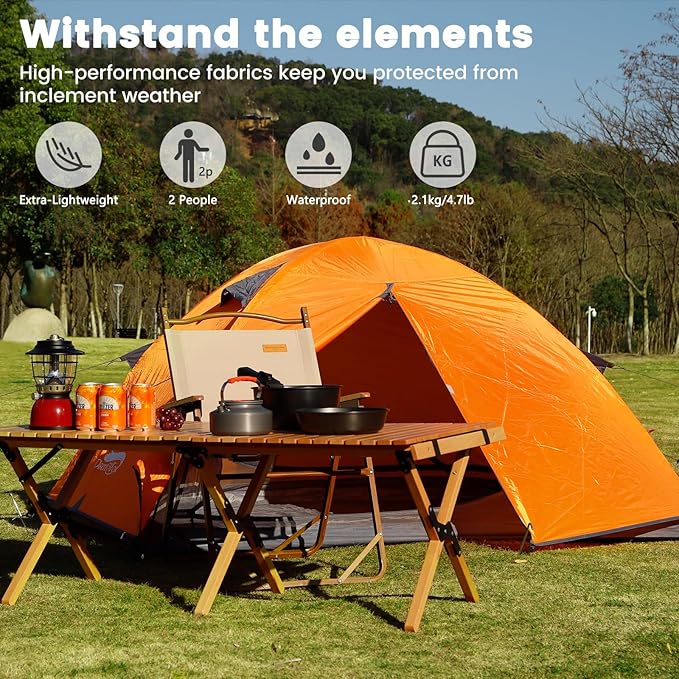 Tree Fox Camping Tent 2 Person Waterproof Portable Instant Tent with 1-Minute Setup Lightweight Tent Suitable for Camping Beach Outdoor Travel Backyard