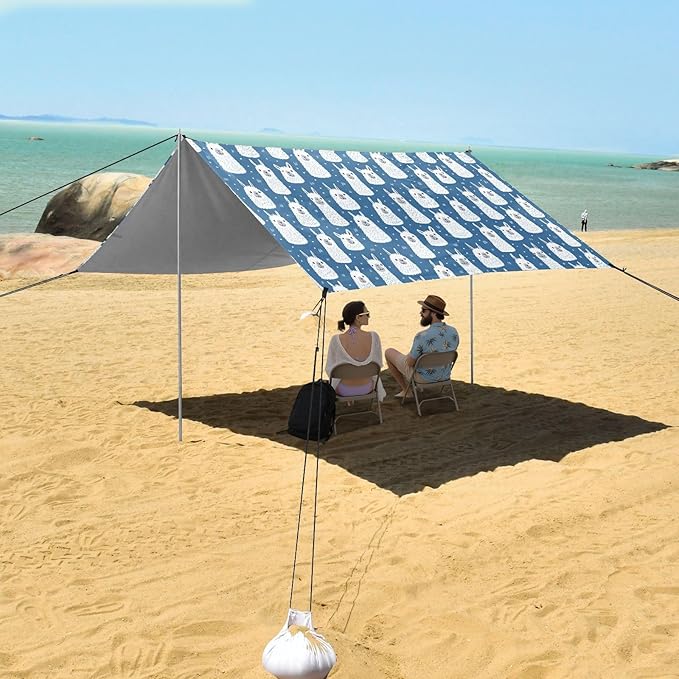 ALAZA Cute Llamas Alpaca Beach Tent Sun Shelter UPF50+ Protection Beach Shade Canopy w/ 4 Sandbags for Outdoor Camping Fishing Backyard Fun Picnic 10x9 ft