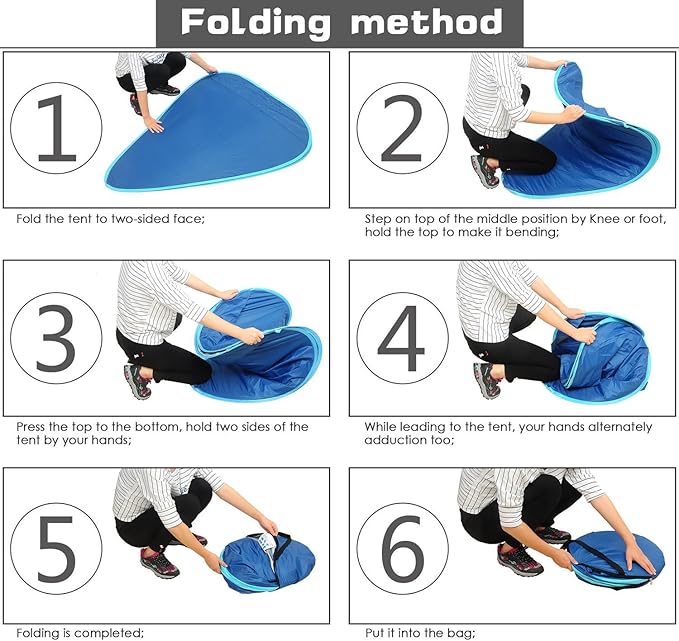 Automatic Pop Up Beach Tent Instant Portable Quick Sun Shelter for 2-3 Persons (Blue)