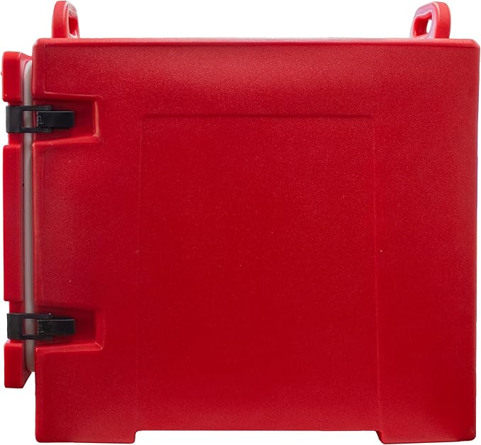 Carlisle FoodService Products Insulated Food Pan Carrier Holds 5 Full or 10 Half 2.5 Pans (Sold Separately) Front-Loading Cateraide with Handles Rugged PE Shell with PU Insulation Red