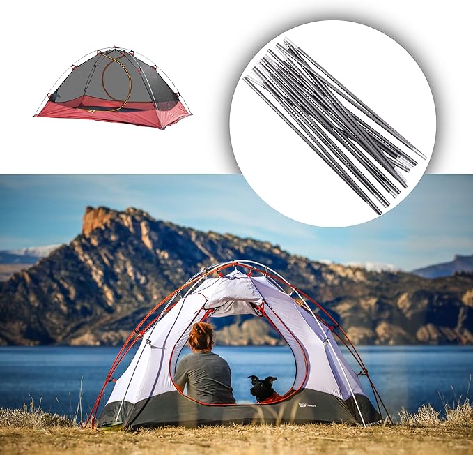 Azarxis Tent Poles Aluminum Tent Rod Replacement Camping Accessories Multifunction Lightweight Tent Poles Repair Kit 7001 Series Aircraft-Grade Aluminum