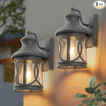 2-Pack Outdoor Wall Lights Porch Lights Waterproof Outdoor Wall Sconce Exterior Light Fixture Grey Finish with Clear Glass Shade for Garage Patio Front Door Balcony